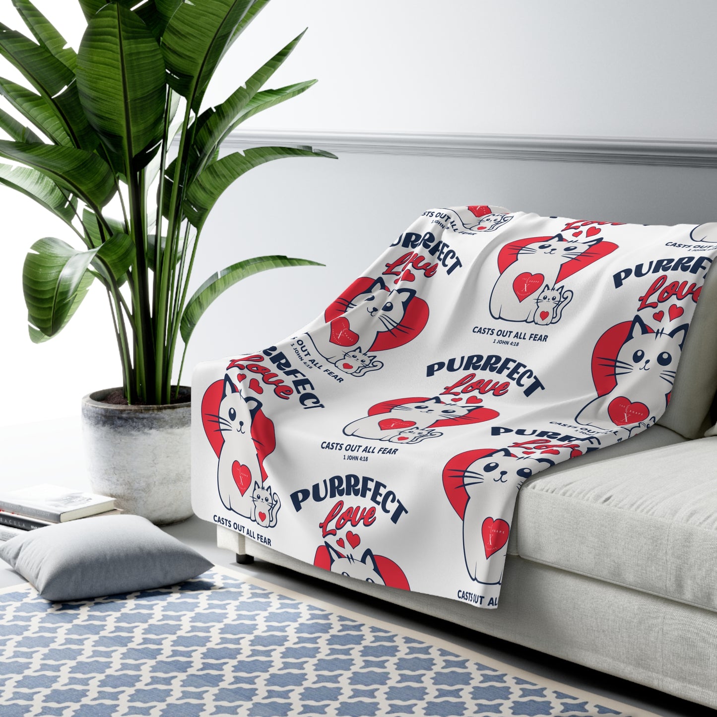 Purrfect Love Sherpa Fleece Blanket