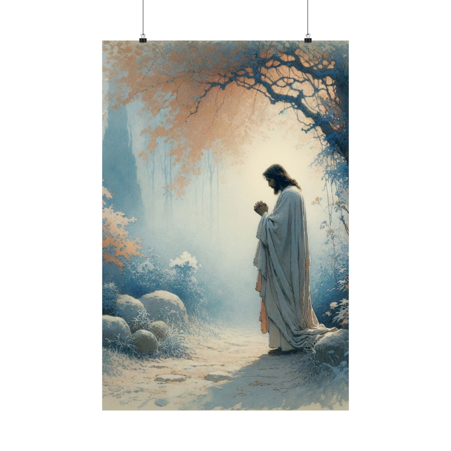 Jesus Praying Vertical Wall Art UNFRAMED