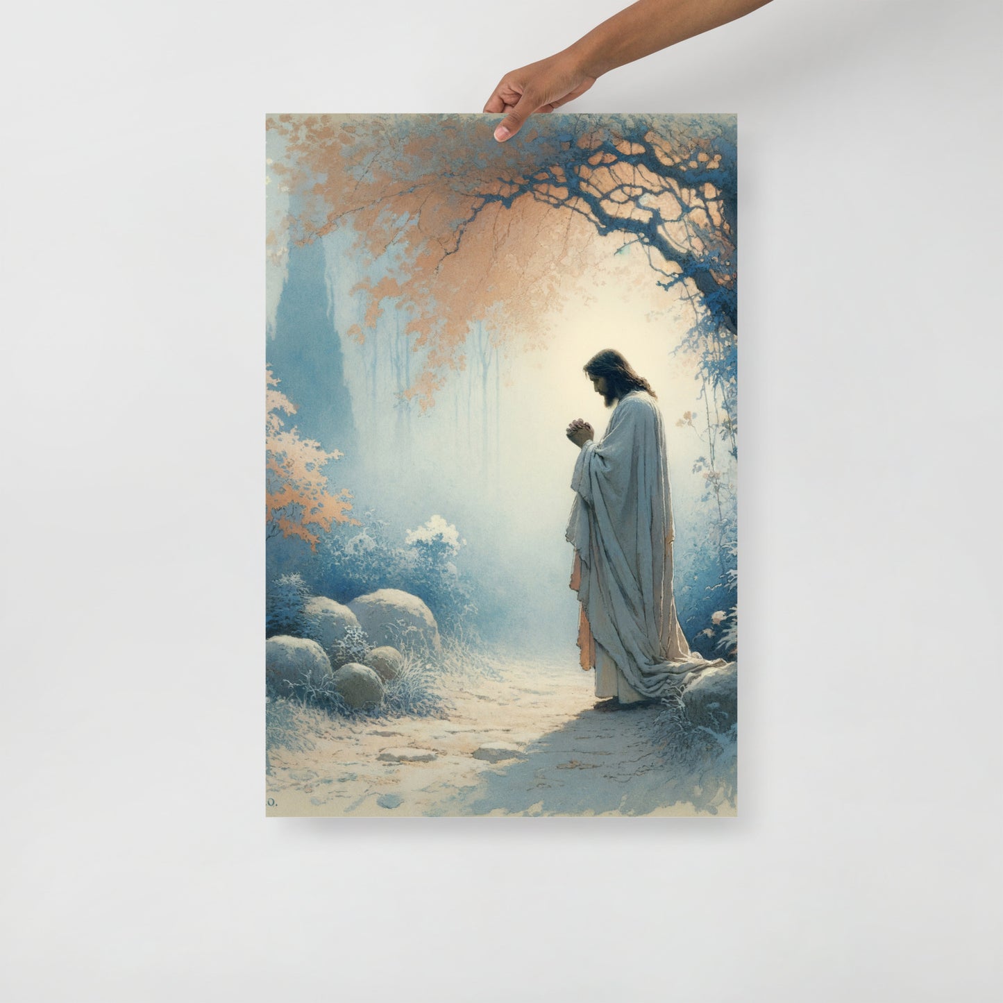 Jesus Praying Vertical Wall Art UNFRAMED