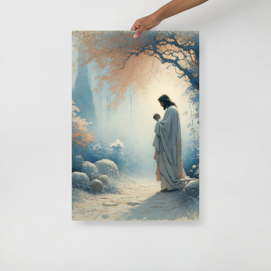 Jesus Praying Vertical Wall Art UNFRAMED
