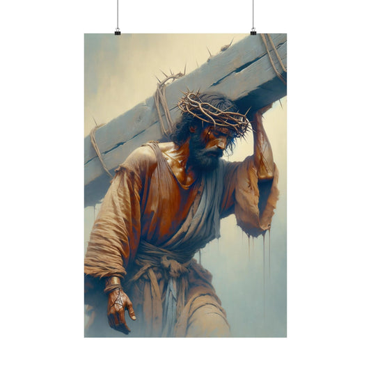 Jesus Bearing Cross Wall Art UNFRAMED